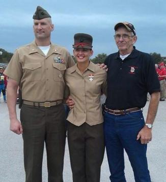3 generations of US Marines! Lt. Col. Daryl Hurst, Sgt. D'An Hurst, Cpl. Dan Wise